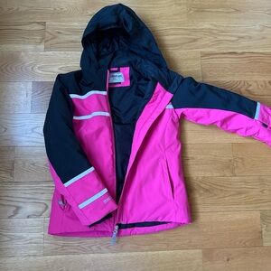 Spyder Pink and Black Hooded Raincoat Weather-Resistant
